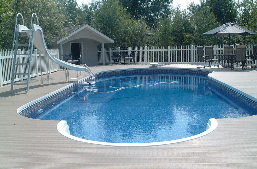 In-ground pool with a slide